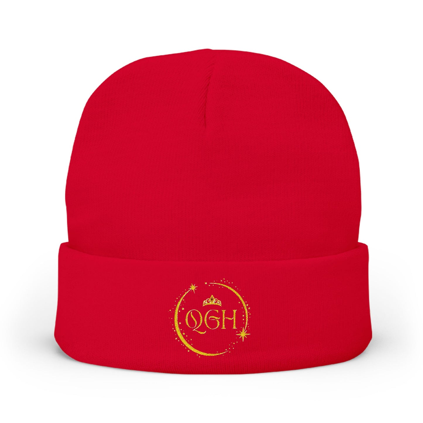 "QGH" Embroidered Knit Beanie Embroidered