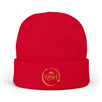 "QGH" Embroidered Knit Beanie Embroidered