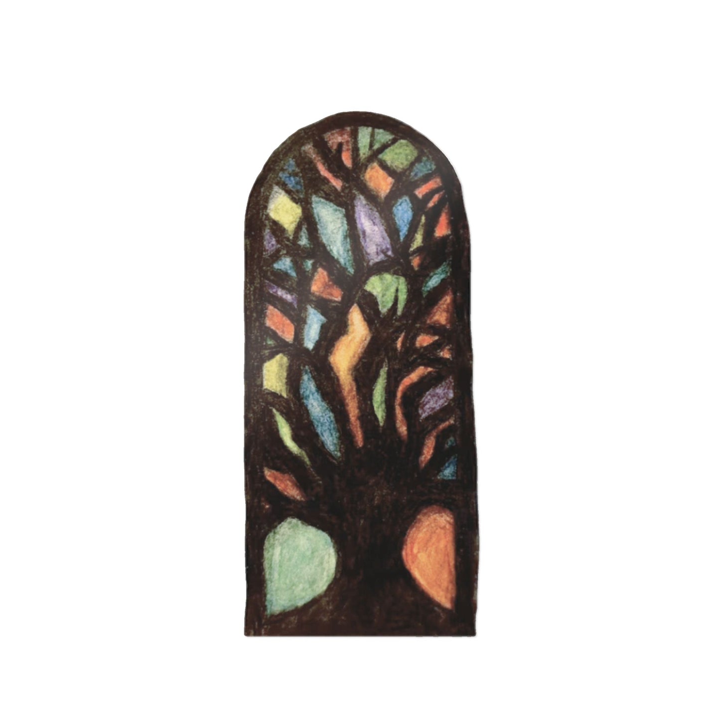 Stained Glass Tree Die-Cut Sticker — Transparent DTF