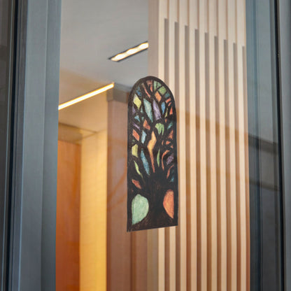 Stained Glass Tree Die-Cut Sticker — Transparent DTF