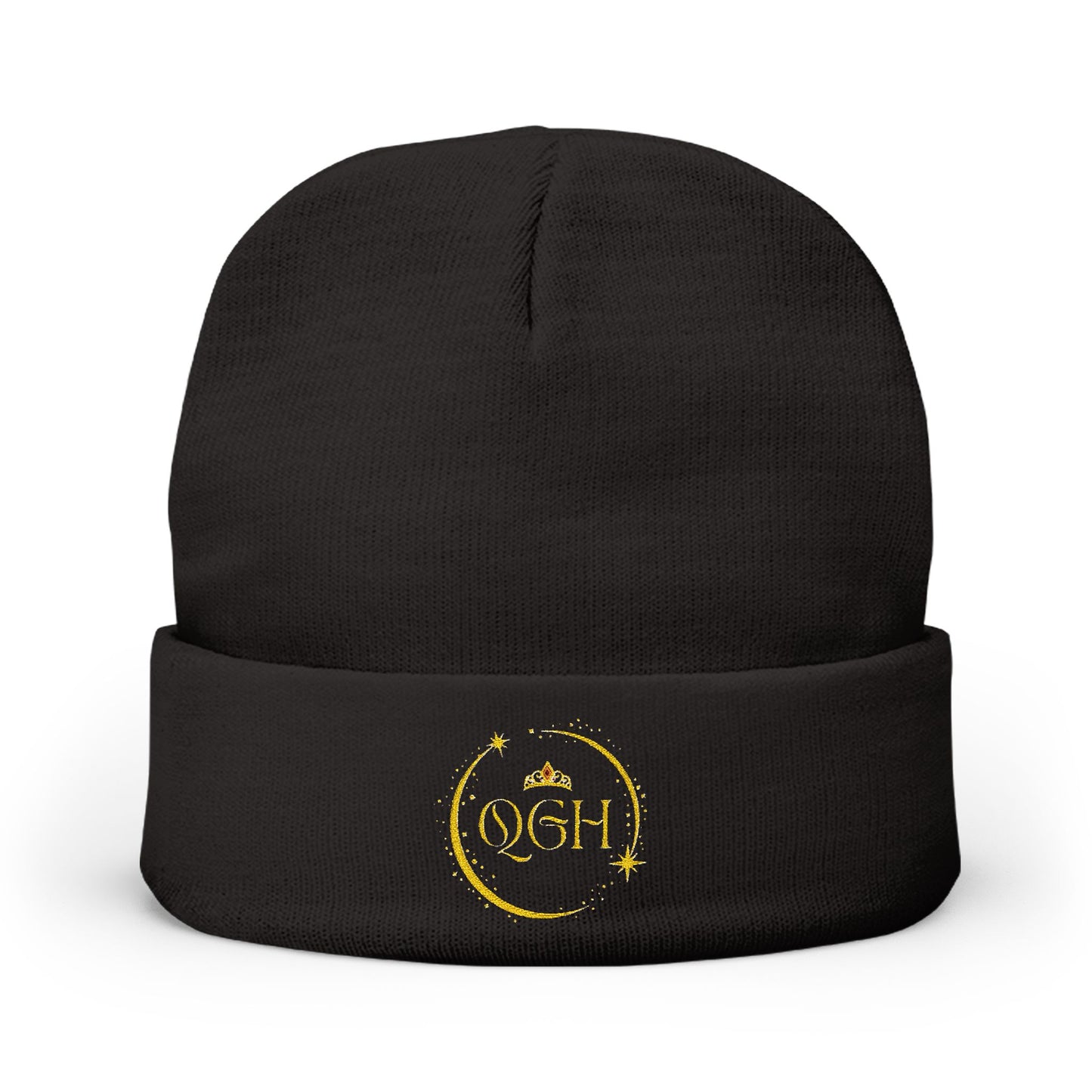 "QGH" Embroidered Knit Beanie Embroidered