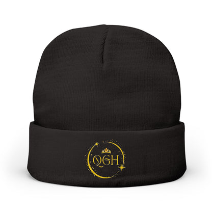 "QGH" Embroidered Knit Beanie Embroidered