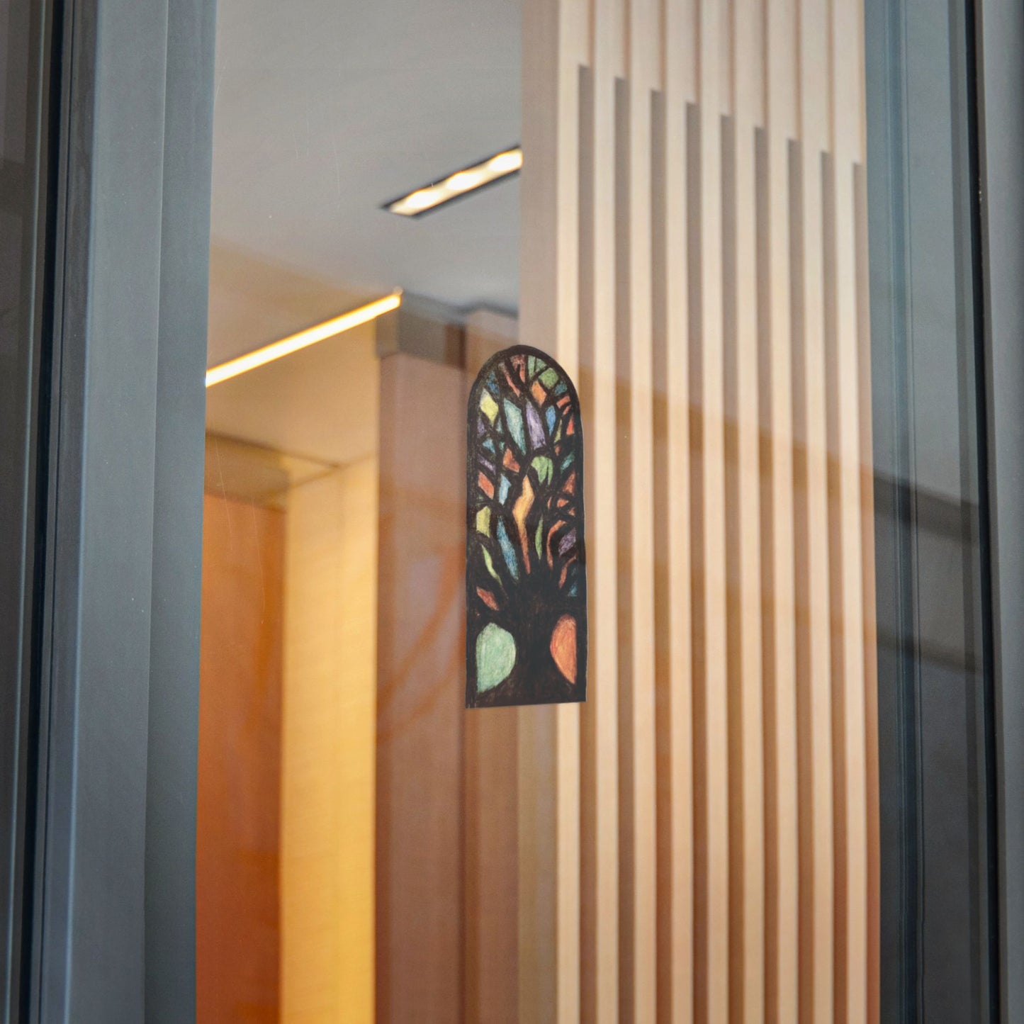 Stained Glass Tree Die-Cut Sticker — Transparent DTF