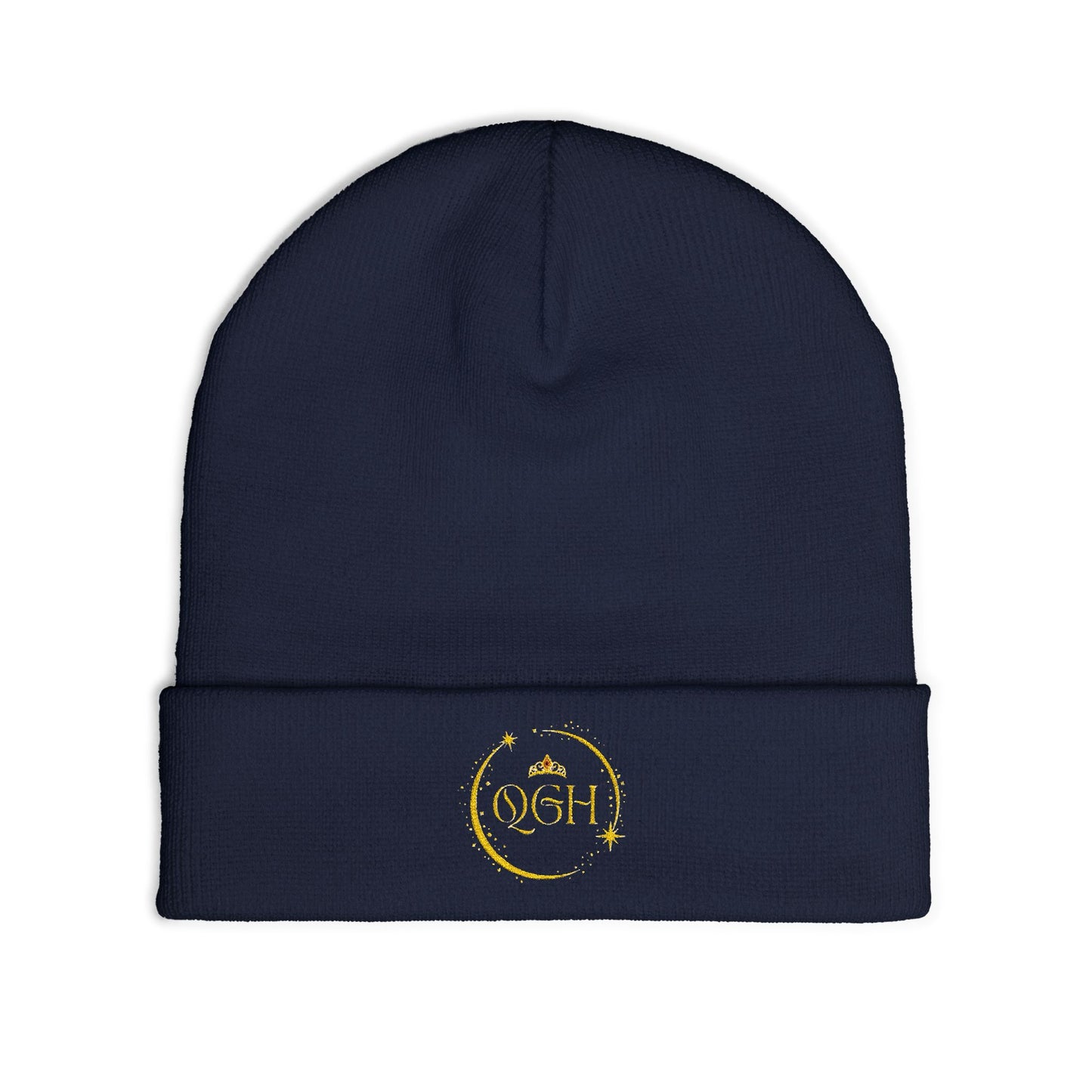 "QGH" Embroidered Knit Beanie Embroidered