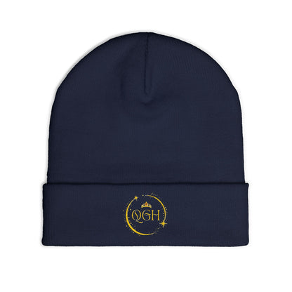 "QGH" Embroidered Knit Beanie Embroidered