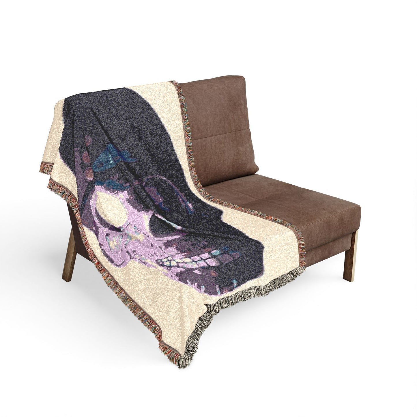 Skull Art Woven Blanket — Gothic Skull Throw for Halloween & Home Décor