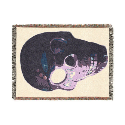 Skull Art Woven Blanket — Gothic Skull Throw for Halloween & Home Décor