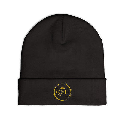"QGH" Embroidered Knit Beanie Embroidered