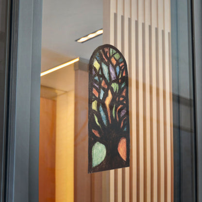 Stained Glass Tree Die-Cut Sticker — Transparent DTF