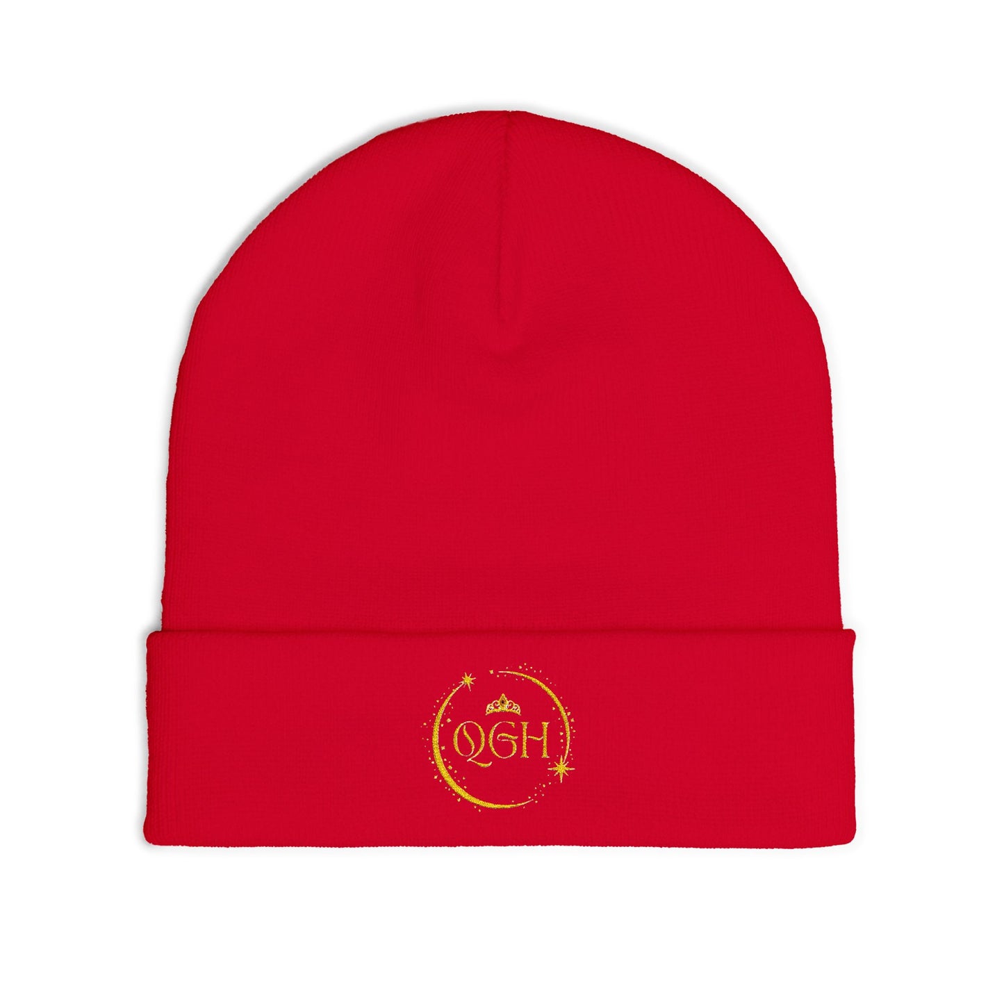 "QGH" Embroidered Knit Beanie Embroidered