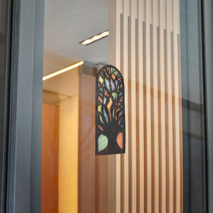 Stained Glass Tree Die-Cut Sticker — Transparent DTF