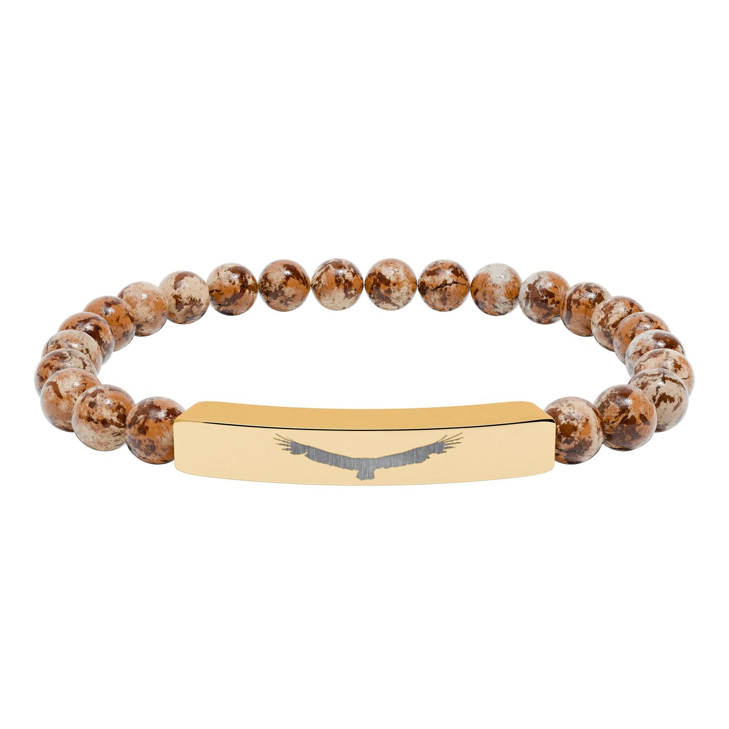 "Sky King" Engraved Natural Stone Stretch Bar Bracelet