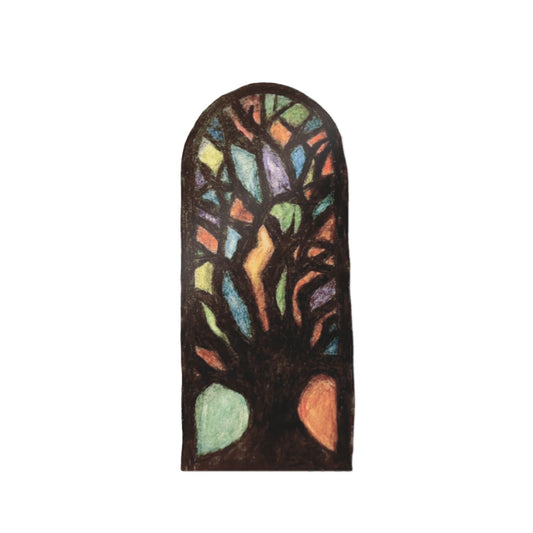 Stained Glass Tree Die-Cut Sticker — Transparent DTF