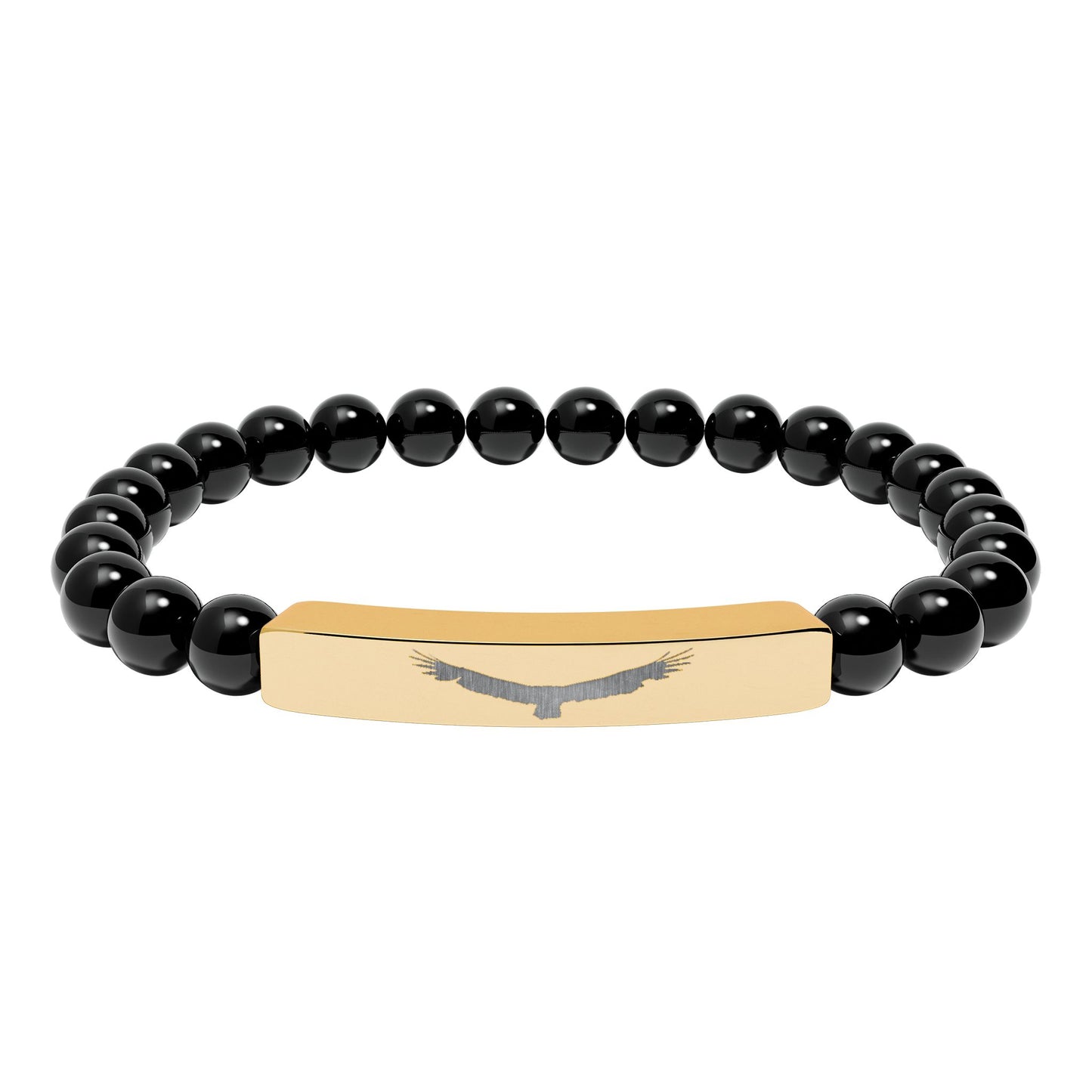 "Sky King" Engraved Natural Stone Stretch Bar Bracelet