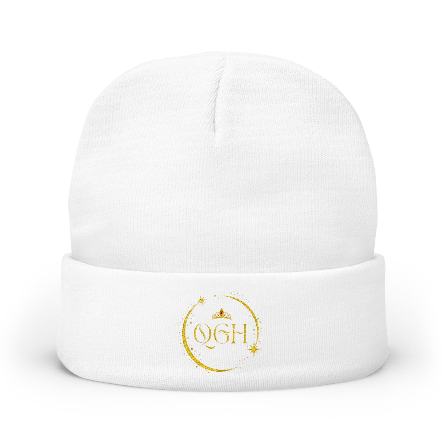 "QGH" Embroidered Knit Beanie Embroidered