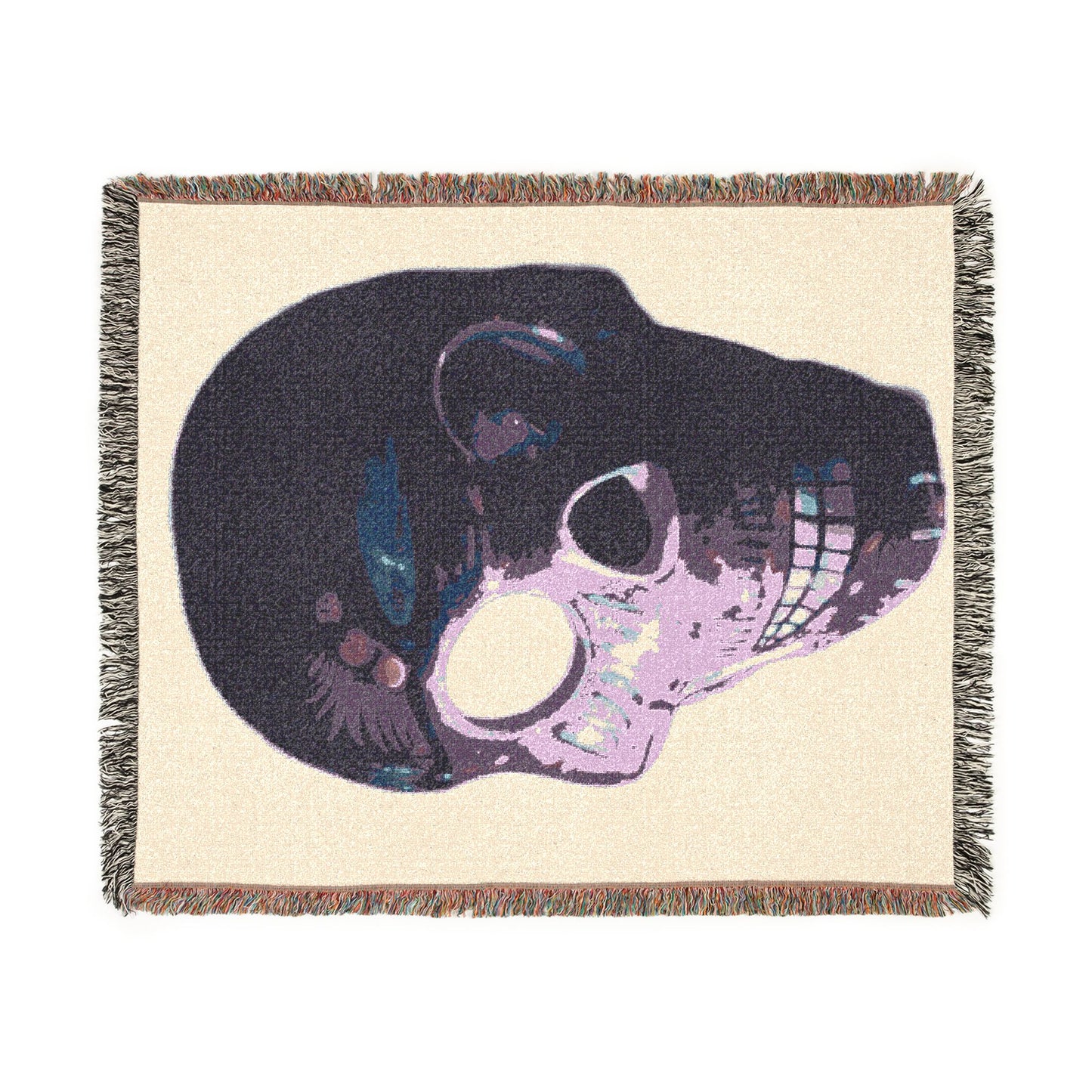 Skull Art Woven Blanket — Gothic Skull Throw for Halloween & Home Décor