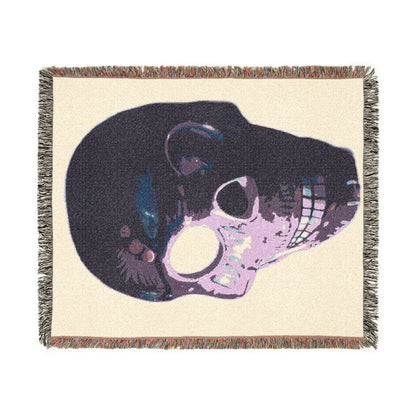 Skull Art Woven Blanket — Gothic Skull Throw for Halloween & Home Décor
