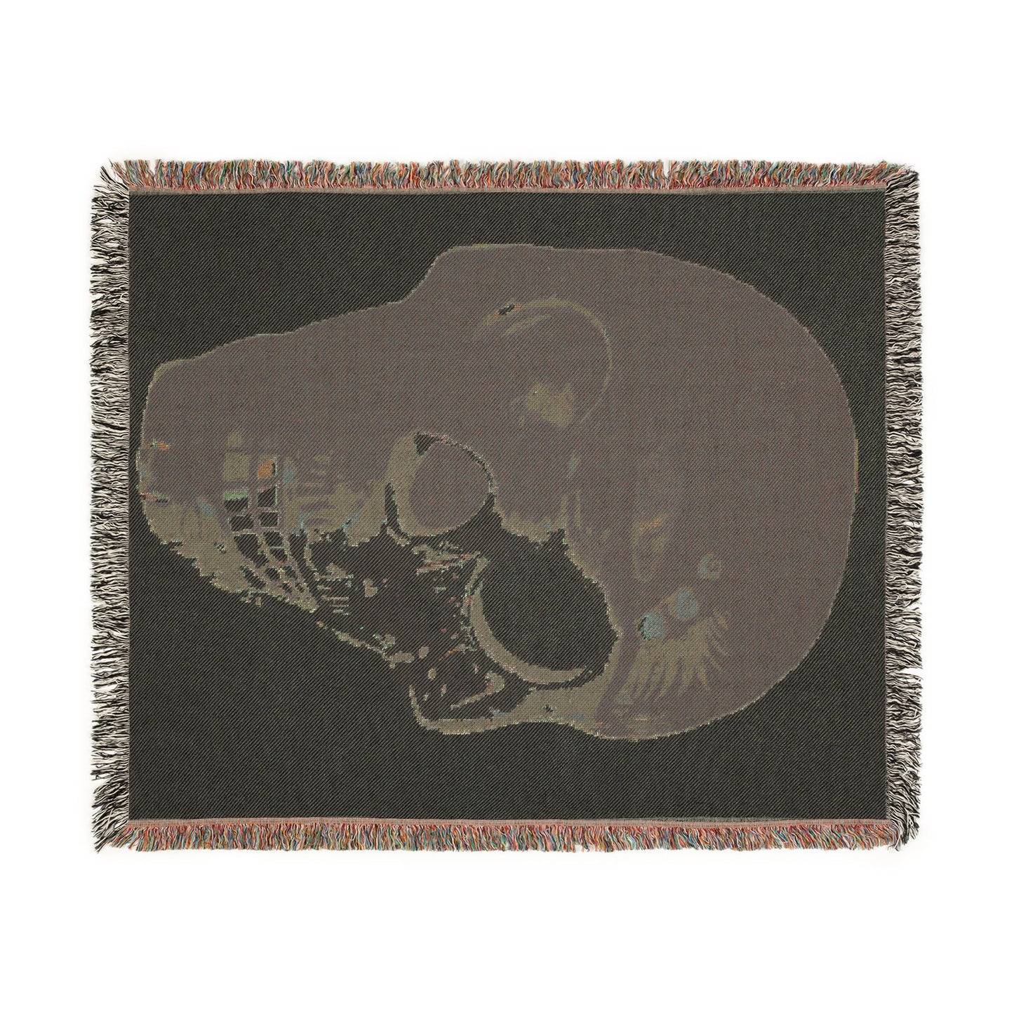 Skull Art Woven Blanket — Gothic Skull Throw for Halloween & Home Décor