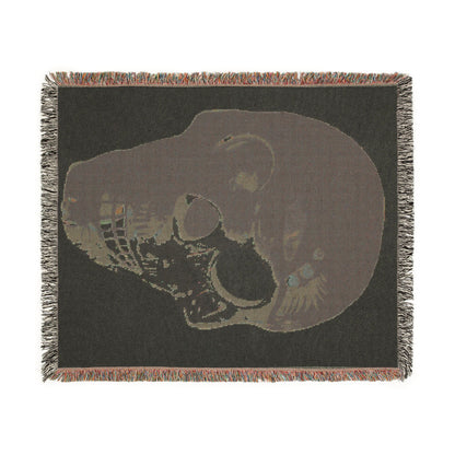 Skull Art Woven Blanket — Gothic Skull Throw for Halloween & Home Décor