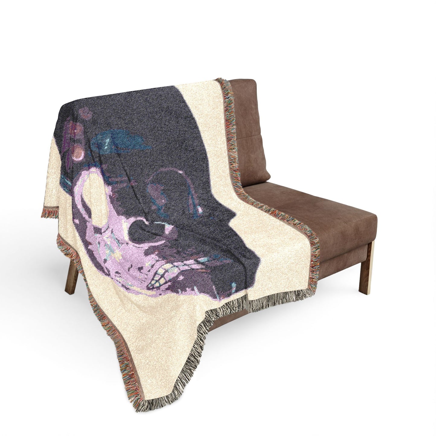 Skull Art Woven Blanket — Gothic Skull Throw for Halloween & Home Décor
