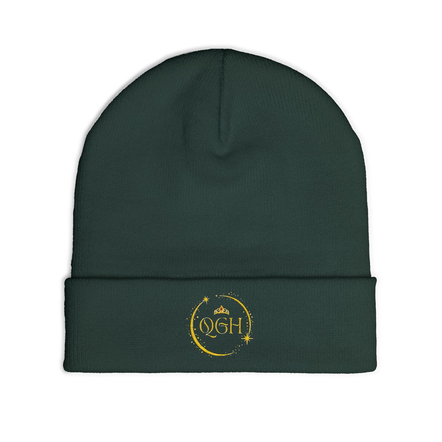 "QGH" Embroidered Knit Beanie Embroidered