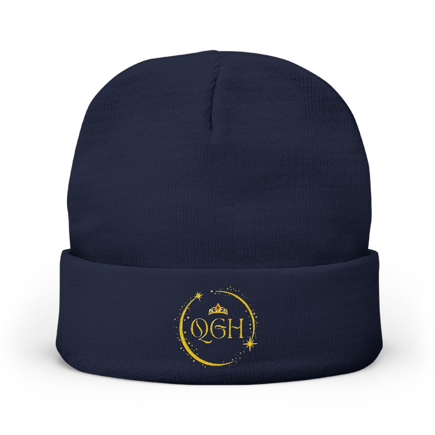 "QGH" Embroidered Knit Beanie Embroidered