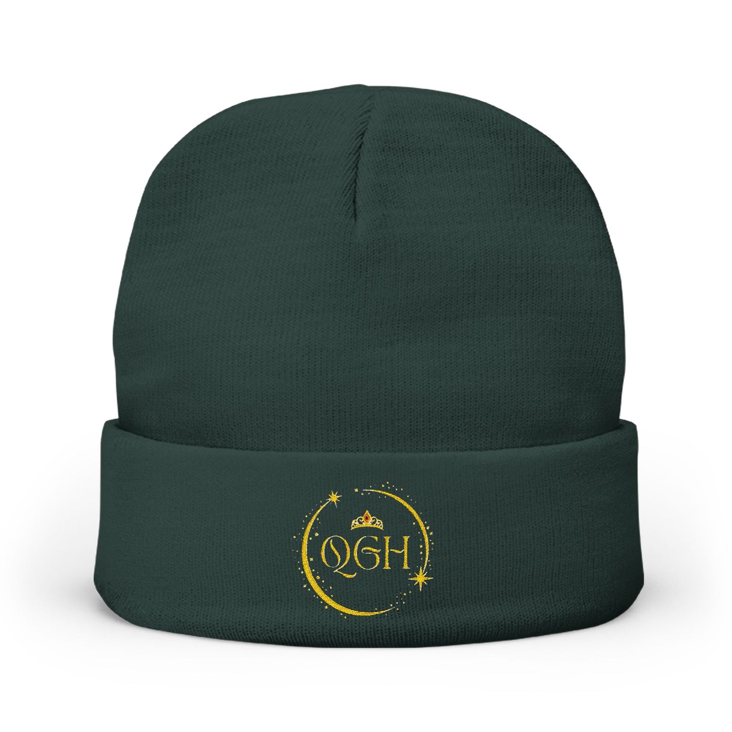 "QGH" Embroidered Knit Beanie Embroidered