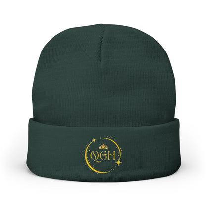"QGH" Embroidered Knit Beanie Embroidered