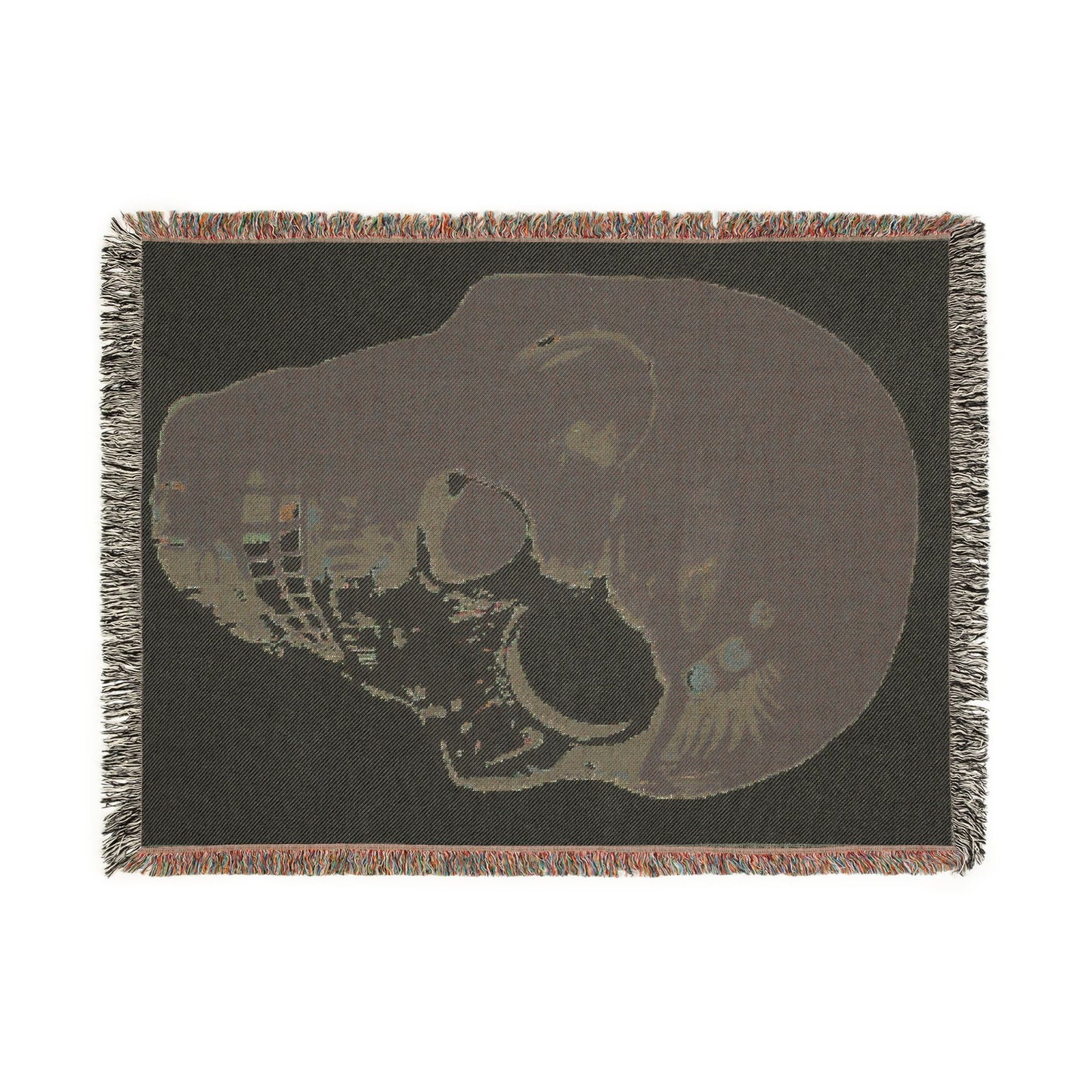 Skull Art Woven Blanket — Gothic Skull Throw for Halloween & Home Décor