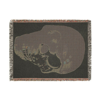 Skull Art Woven Blanket — Gothic Skull Throw for Halloween & Home Décor