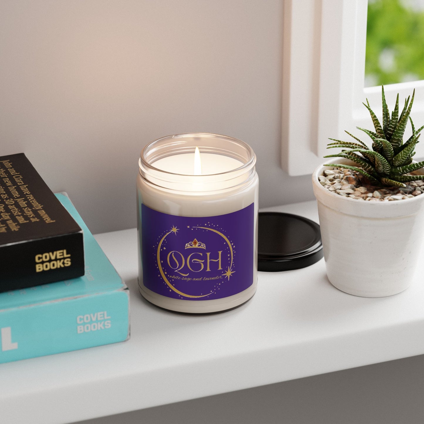 "QGH Calming Nights" Soy Candle, 9oz (Lavender & White Sage)