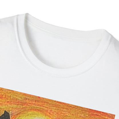 Whale Sunset Tee — Hand-Drawn Orca in Ocean with Mountain Sunrise