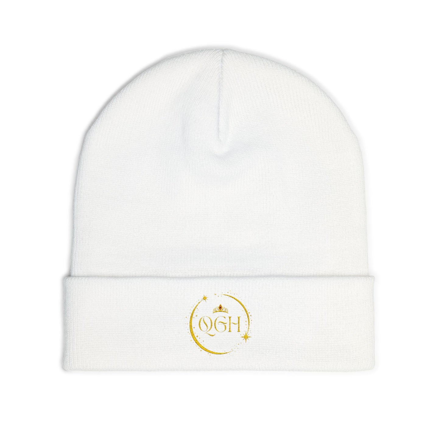 "QGH" Embroidered Knit Beanie Embroidered