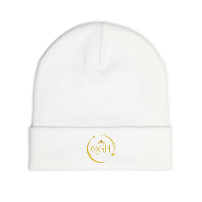 "QGH" Embroidered Knit Beanie Embroidered