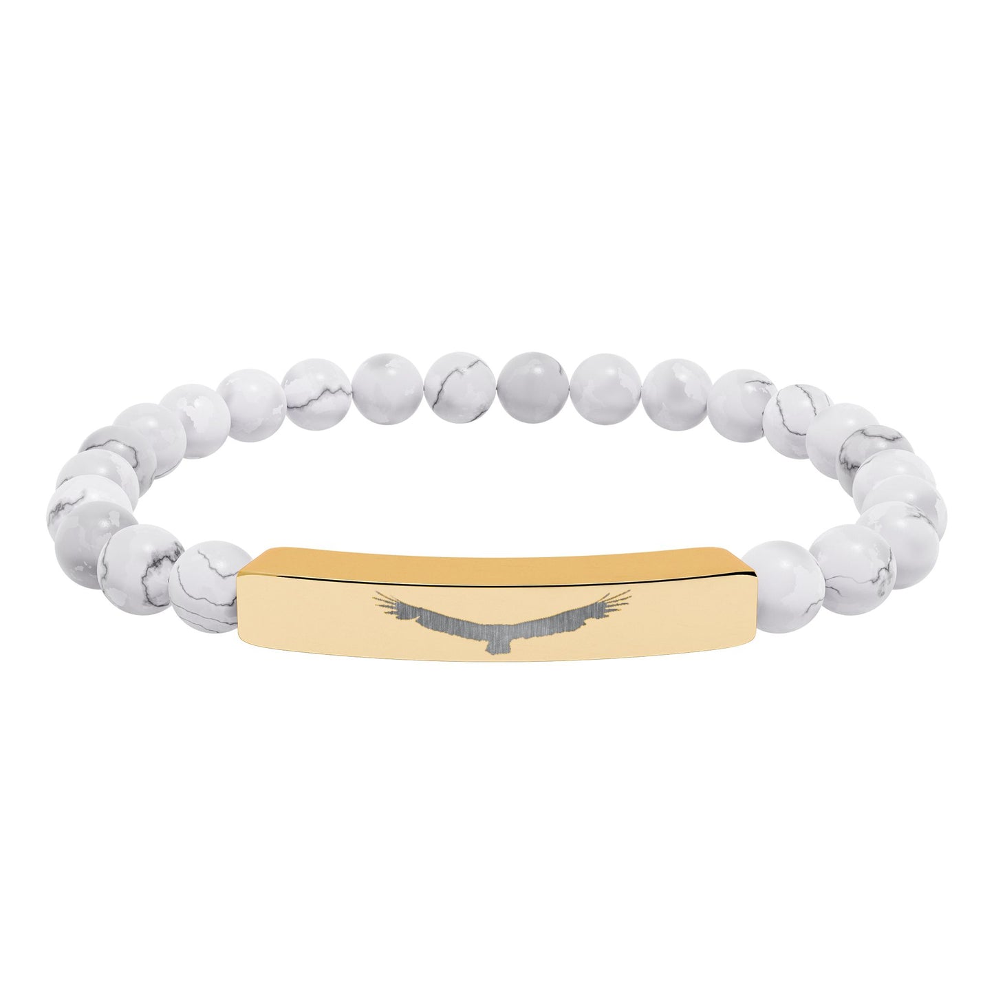 "Sky King" Engraved Natural Stone Stretch Bar Bracelet
