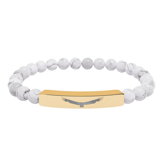 "Sky King" Engraved Natural Stone Stretch Bar Bracelet