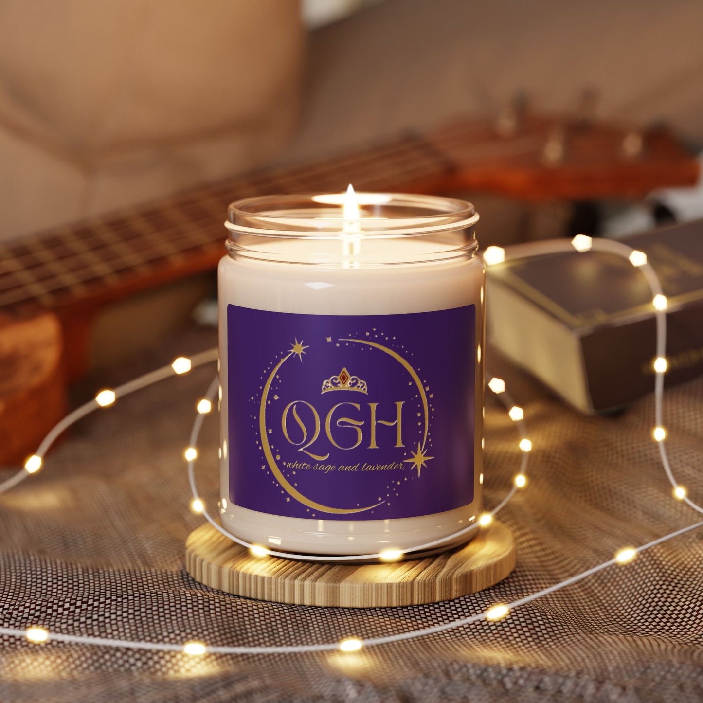 "QGH Calming Nights" Soy Candle, 9oz (Lavender & White Sage)