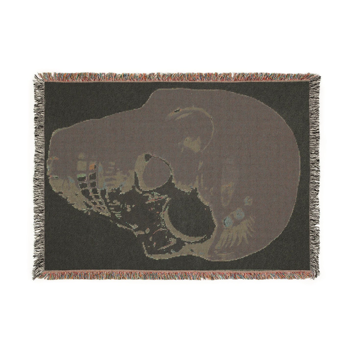Skull Art Woven Blanket — Gothic Skull Throw for Halloween & Home Décor
