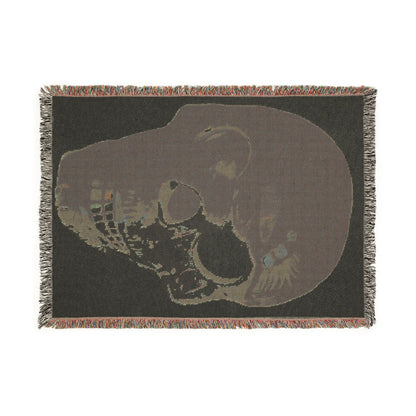 Skull Art Woven Blanket — Gothic Skull Throw for Halloween & Home Décor