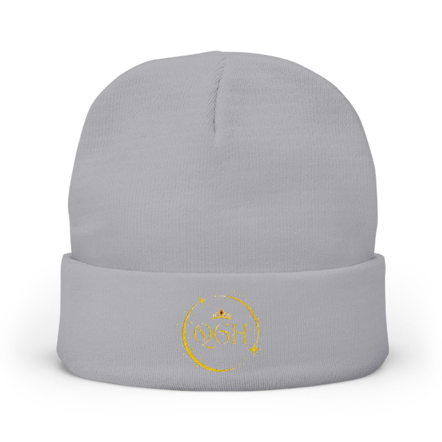 "QGH" Embroidered Knit Beanie Embroidered