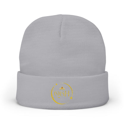 "QGH" Embroidered Knit Beanie Embroidered