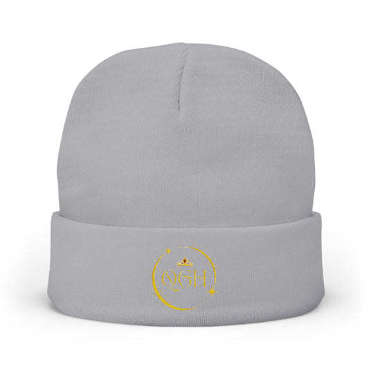 "QGH" Embroidered Knit Beanie Embroidered